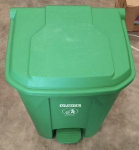 plastic dust bin with pedal green